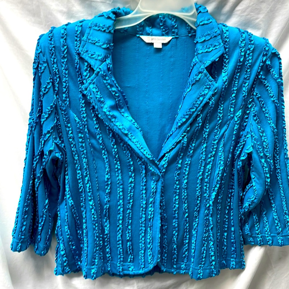 Erin London stripped ruffled one button blazer ladies sz L